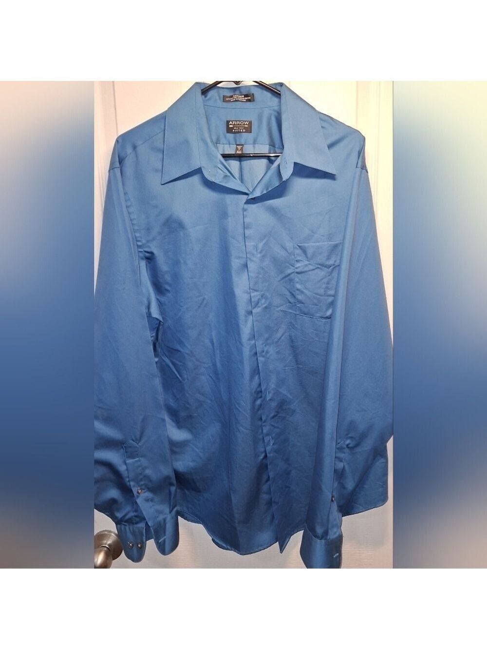 Arrow Teal Blue Button Up Shirt Size 17 36 37